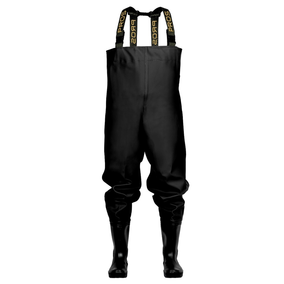 SB01 waders with permanently heated Wellington boots. The double-sided welding technique increases the strength of the seams.