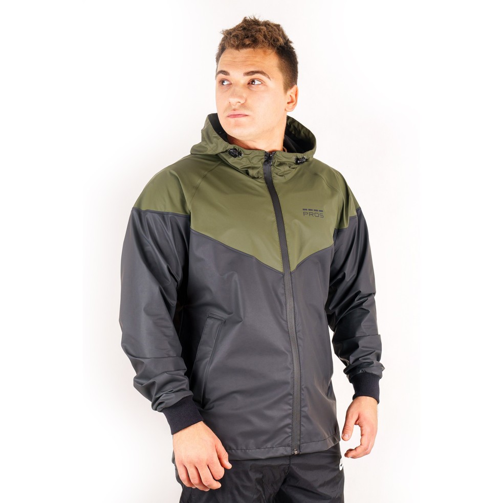 Two-color PROS SPORTS rainproof jacket, model 724. Effectively protects against rain and wind.